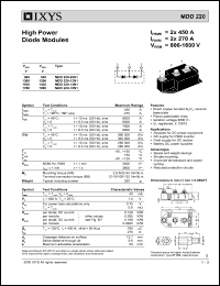 MDD220-16N1 datasheet: 1600V high power diode module MDD220-16N1