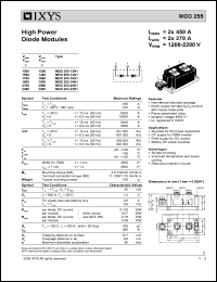MDD255-14N1 datasheet: 1400V high power diode module MDD255-14N1