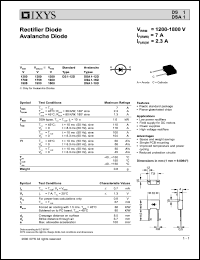 DSA1-16D datasheet: 1600V rectifier diode, avalanche diode DSA1-16D