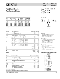 DSA17-18A datasheet: 1800V rectifier diode, avalanche diode DSA17-18A