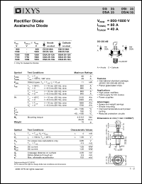 DSI35-08A datasheet: 800V rectifier diode, avalanche diode DSI35-08A