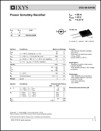 DSS60-0045B datasheet: 45V power schottky rectifier DSS60-0045B