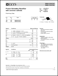 DSSK20-015A datasheet: 150V power schottky rectifier with common cathode DSSK20-015A