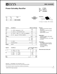 DSS10-0045B datasheet: 45V power schottky rectifier DSS10-0045B