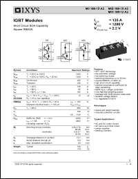 MII100-12A3 datasheet: 1200V IGBT module MII100-12A3
