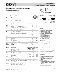 DSEP30-06BR datasheet: 600V HiPerFRED epitaxial diode with soft recovery DSEP30-06BR