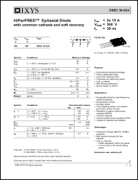 DSEC30-03A datasheet: 300V HiPerFRED epitaxial diode with soft recovery DSEC30-03A