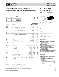 DSEC60-06A datasheet: 600V HiPerFRED epitaxial diode with soft recovery DSEC60-06A