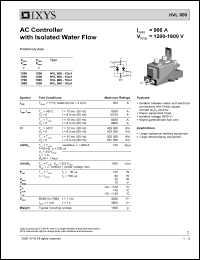 HVL900-12IO1 datasheet: 1200V AC controller with isolated water flow HVL900-12IO1