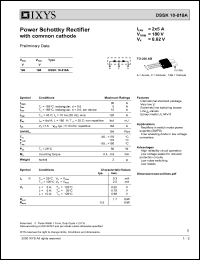 DSSK10-018A datasheet: 180V power schottky rectifier with common cathode DSSK10-018A