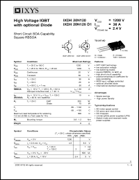 IXDH20N120 datasheet: 1200V high voltage IGBT with optional diode IXDH20N120