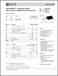 DSEC60-04A datasheet: 400V HiPerFRED epitaxial diode with common cathode and soft recovery DSEC60-04A