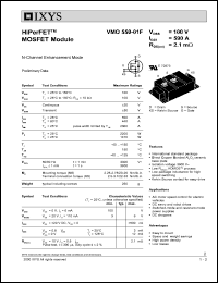 VMO550-01F datasheet: 100V HiPerFET MOSFET module VMO550-01F
