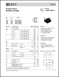 VBO36-12NO8 datasheet: 1400V single phase rectifier bridge VBO36-12NO8