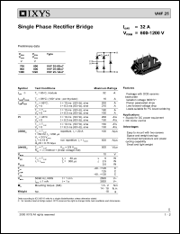 VHF25-12IO7 datasheet: 1200V single phase rectifier bridge VHF25-12IO7
