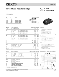 VUO28-08NO7 datasheet: 800V three phase rectifier bridge VUO28-08NO7