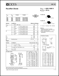 DSI30-08A datasheet: 800V rectifier diode DSI30-08A