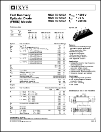 MEE75-12DA datasheet: 1200V fast recovery epitaxial diode (FRED) module MEE75-12DA