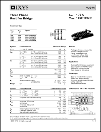 VUO70-16NO7 datasheet: 1600V three phase rectifier bridge VUO70-16NO7