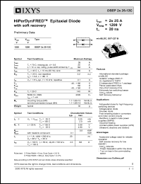 DSEP2X25-12C datasheet: 1200V HiPerFRED epitaxial diode with soft recovery DSEP2X25-12C