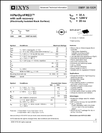 DSEP30-12CR datasheet: 1200V HiPerDynFRED with soft recovery DSEP30-12CR