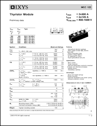 MCC122-08IO1 datasheet: 800V thyristor module MCC122-08IO1