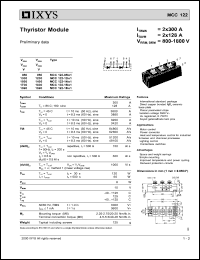 MCC122-14IO1 datasheet: 1400V thyristor module MCC122-14IO1