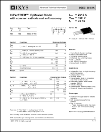 DSEC30-04A datasheet: 400V HiPerFRED epitaxial diode DSEC30-04A