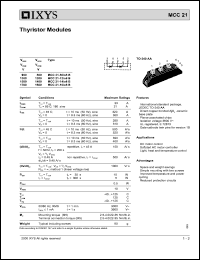 MCC21-16IO8B datasheet: 1600V thyristor module MCC21-16IO8B