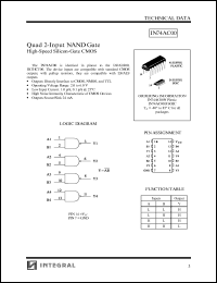 IN74AC00N datasheet: Quad 2-input NAND gate high-speed silicon-gate CMOS IN74AC00N