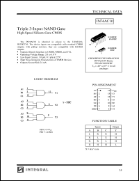IN74AC10N datasheet: Triple 3-input NAND gate high-speed silicon-gate CMOS IN74AC10N