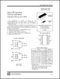 IN74AC109D datasheet: Dual J-K flip-flop with set and reset high-speed silicon-gate CMOS IN74AC109D