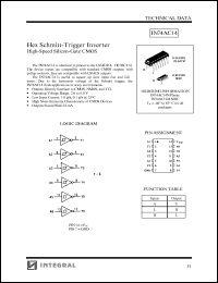IN74AC14N datasheet: Hex schmitt-trigger inverter high-speed silicon-gate CMOS IN74AC14N