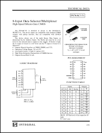 IN74AC151N datasheet: 8-input data selector/multiplexer high-speed silicon-gate CMOS IN74AC151N