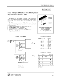 IN74AC153D datasheet: Dual 4-input data selector/multiplexer high-speed silicon-gate CMOS IN74AC153D