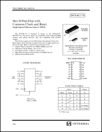 IN74AC174D datasheet: Hex D flip-flop with common clock and reset high-speed silicon-gate CMOS IN74AC174D