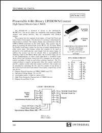 IN74AC193N datasheet: Presettable 4-bit binary  UP/DOWN counter high-speed silicon-gate CMOS IN74AC193N