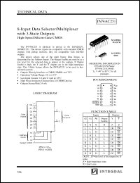 IN74AC251D datasheet: 8-input data selector/multiplexer with 3-state outputs high-speed silicon-gate CMOS IN74AC251D