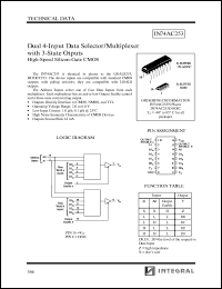 IN74AC253N datasheet: Dual 4-input data selector/multiplexer with 3-state outputs high-speed silicon-gate CMOS IN74AC253N