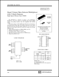 IN74AC257D datasheet: Quad 2-input data selector/multiplexer with 3-state outputs high-speed silicon-gate CMOS IN74AC257D
