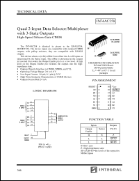 IN74AC258D datasheet: Quad 2-input data selector/multiplexer with 3-state outputs high-speed silicon-gate CMOS IN74AC258D