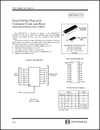 IN74AC273N datasheet: Octal D flip-flop with common clock and reset high-speed silicon-gate CMOS IN74AC273N
