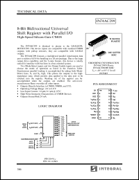 IN74AC299N datasheet: 8-bit bidirectional universal shift register with parallel I/O high-speed silicon-gate CMOS IN74AC299N