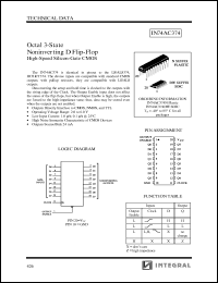 IN74AC374DW datasheet: Octal 3-state noninverting D flip-flop high-speed silicon-gate CMOS IN74AC374DW