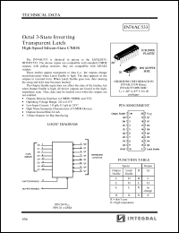 IN74AC533N datasheet: Octal 3-state inverting transparent latch high-speed silicon-gate CMOS IN74AC533N