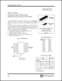 IN74AC574DW datasheet: Octal 3-state noninverting D flip-flop high-performance silicon-gate CMOS IN74AC574DW