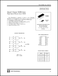 IN74ACT02D datasheet: Quad 2-input NOR gate high-speed silicon-gate CMOS IN74ACT02D