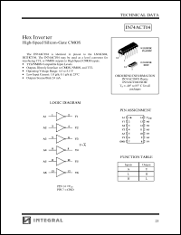 IN74ACT04N datasheet: Hex inverter high-speed silicon-gate CMOS IN74ACT04N