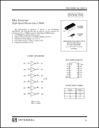 IN74ACT04D datasheet: Hex inverter high-speed silicon-gate CMOS IN74ACT04D