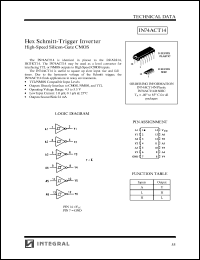 IN74ACT14N datasheet: Hex schmitt-trigger inverter high-speed silicon-gate CMOS IN74ACT14N